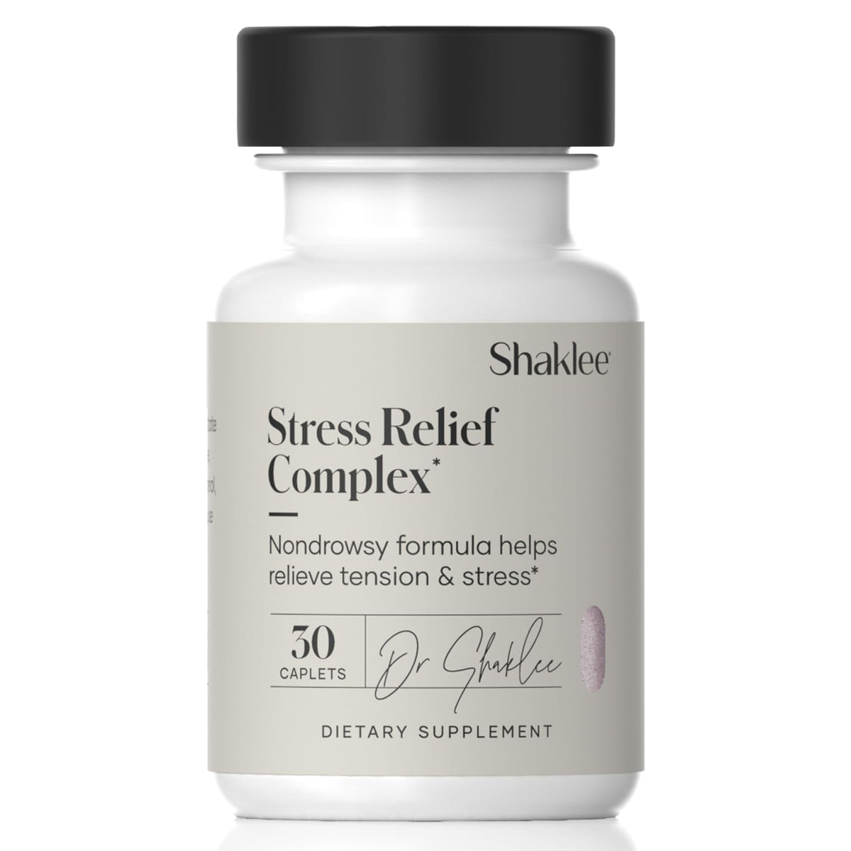 Shaklee Stress Relief Complex bottle and label on white background