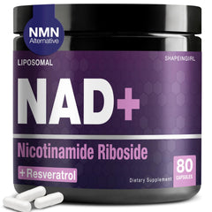 SHAPEINGIRL NAD+ supplement bottle with NR and Resveratrol 900mg