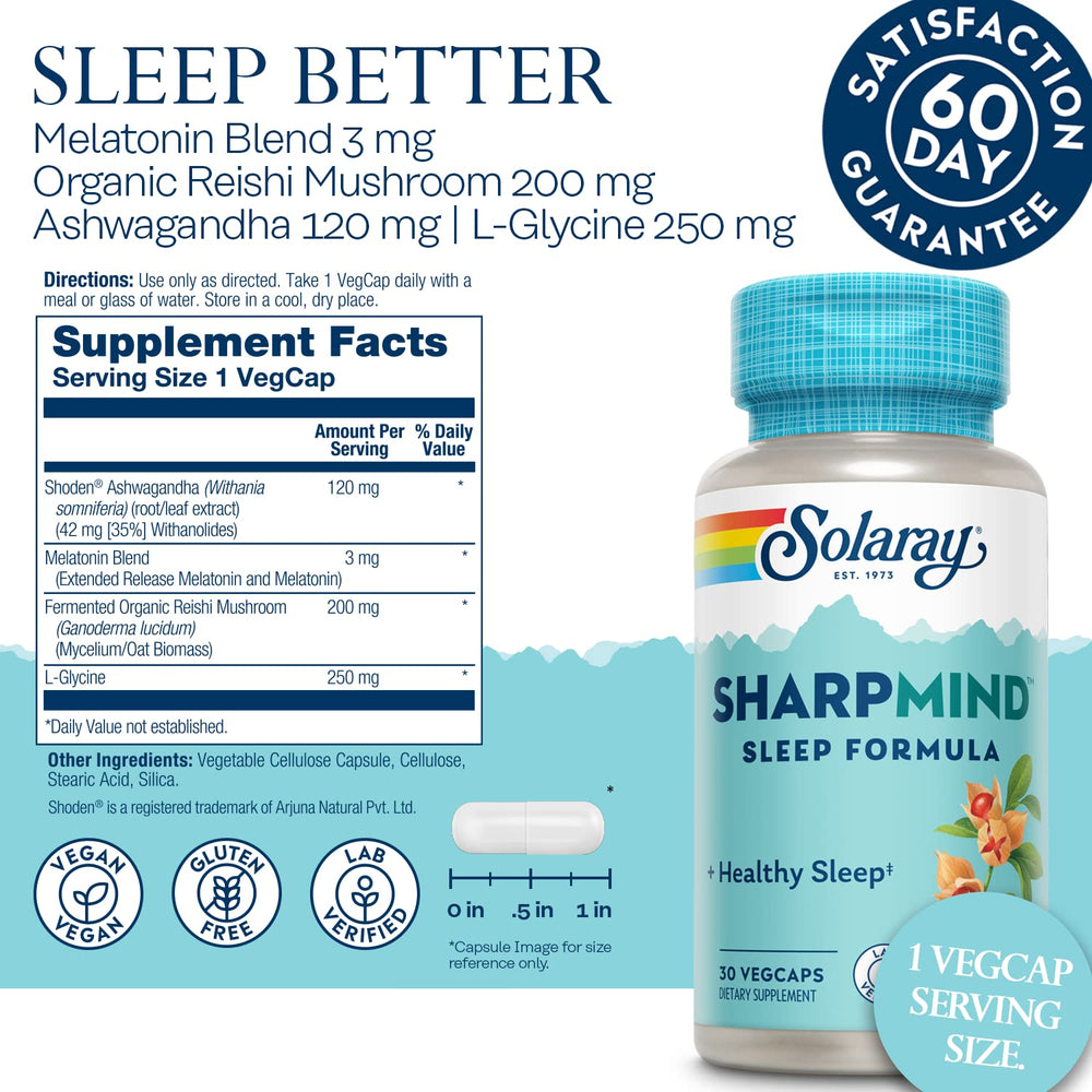 Back label of SOLARAY SharpMind Sleep bottle