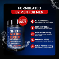 Sheer Strength Labs nitric oxide capsules ready for daily use.