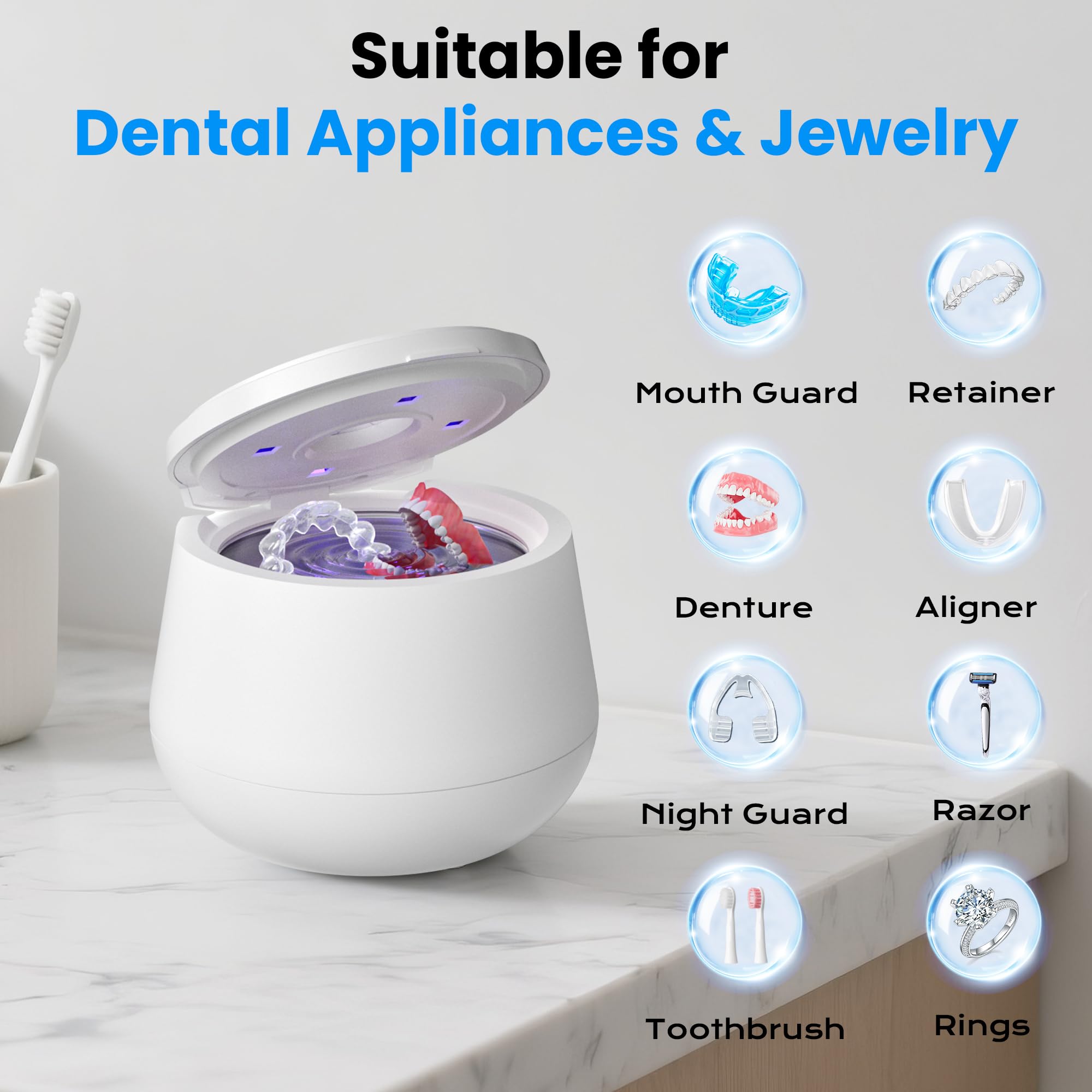 Shelf and tweezers included for cleaning small items