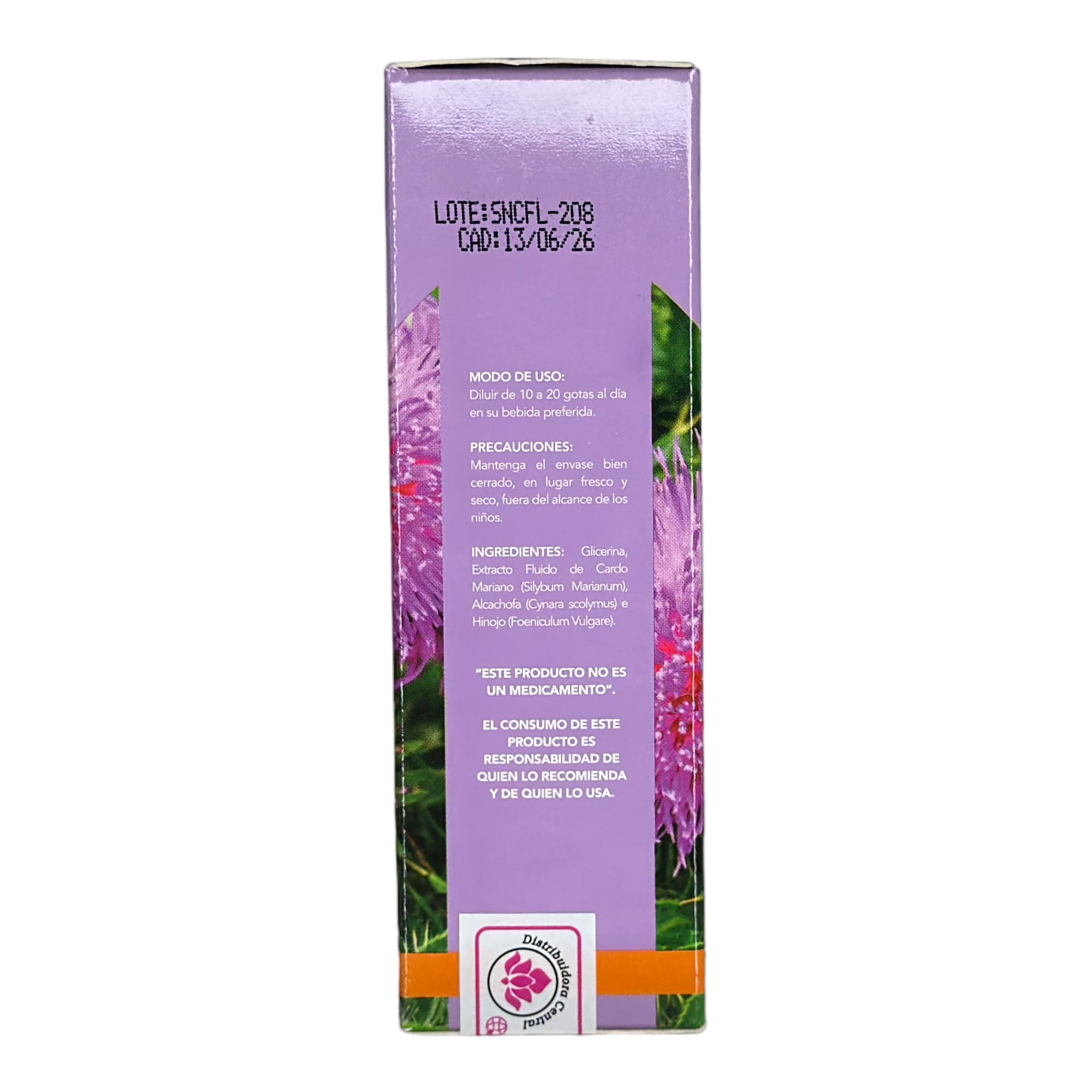 Herbal extracts of milk thistle and artichoke for Sheló NABEL drops