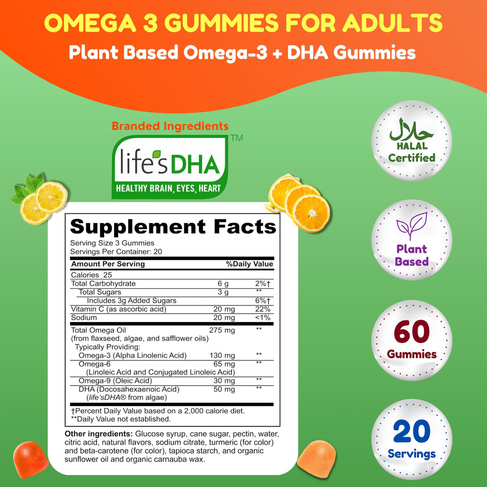 Algae-derived DHA Omega-3 from SHIFAA NUTRITION vegan gummies