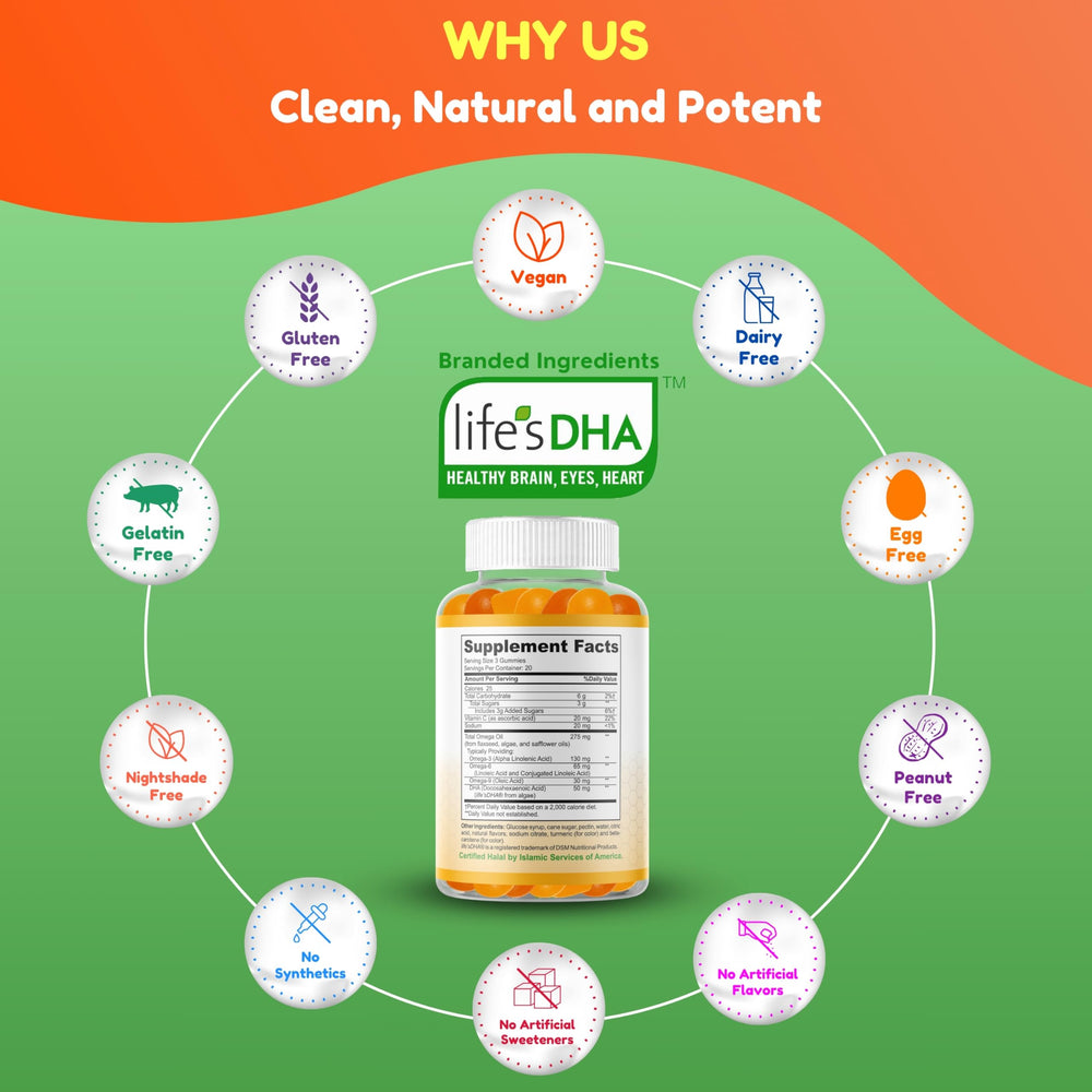 Halal-certified SHIFAA NUTRITION vegan Omega-3 gummies