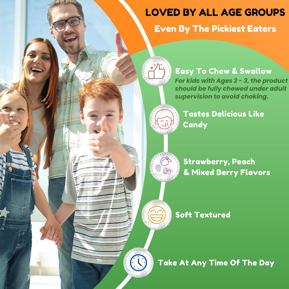 Delicious fruit-flavored Vitamin D3 gummies with no fillers