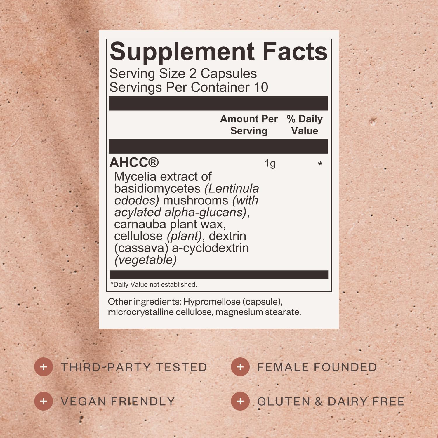 Close-up of SHII AHCC Daily Immunity capsules