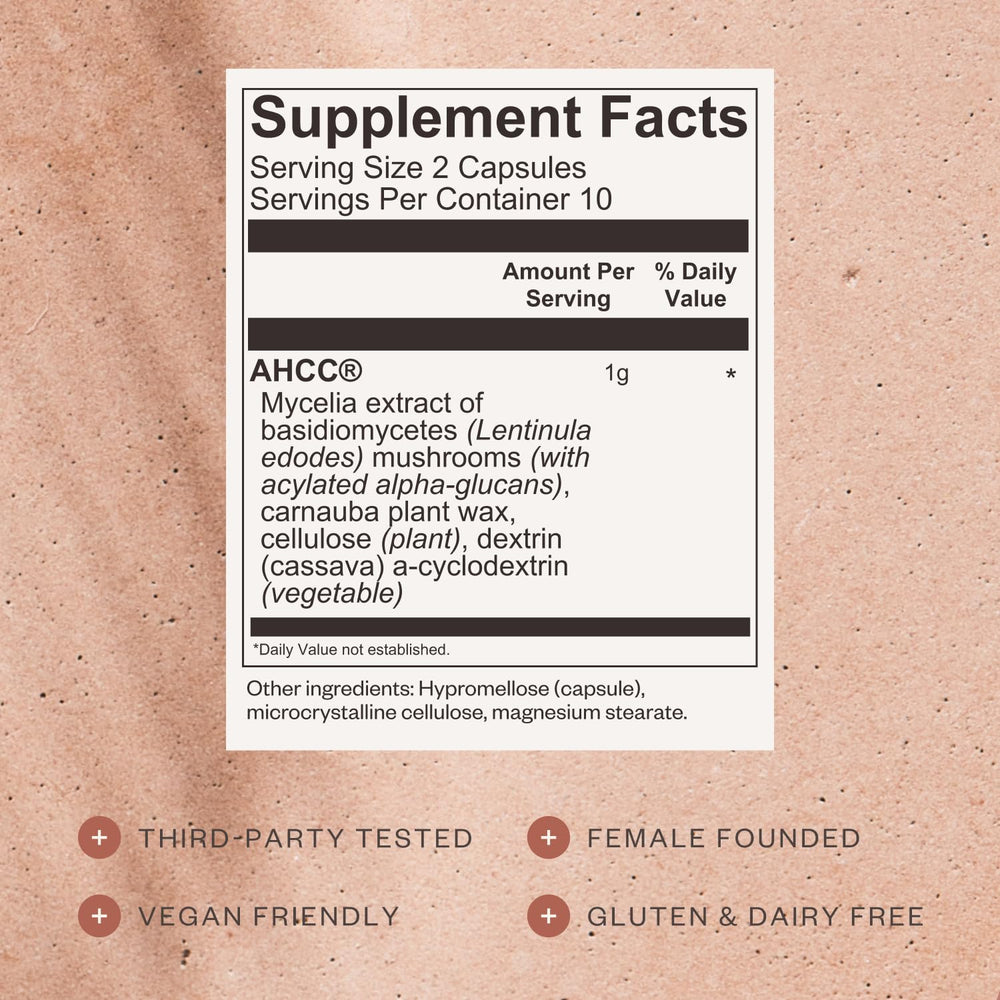 Close-up of SHII AHCC Daily Immunity capsules