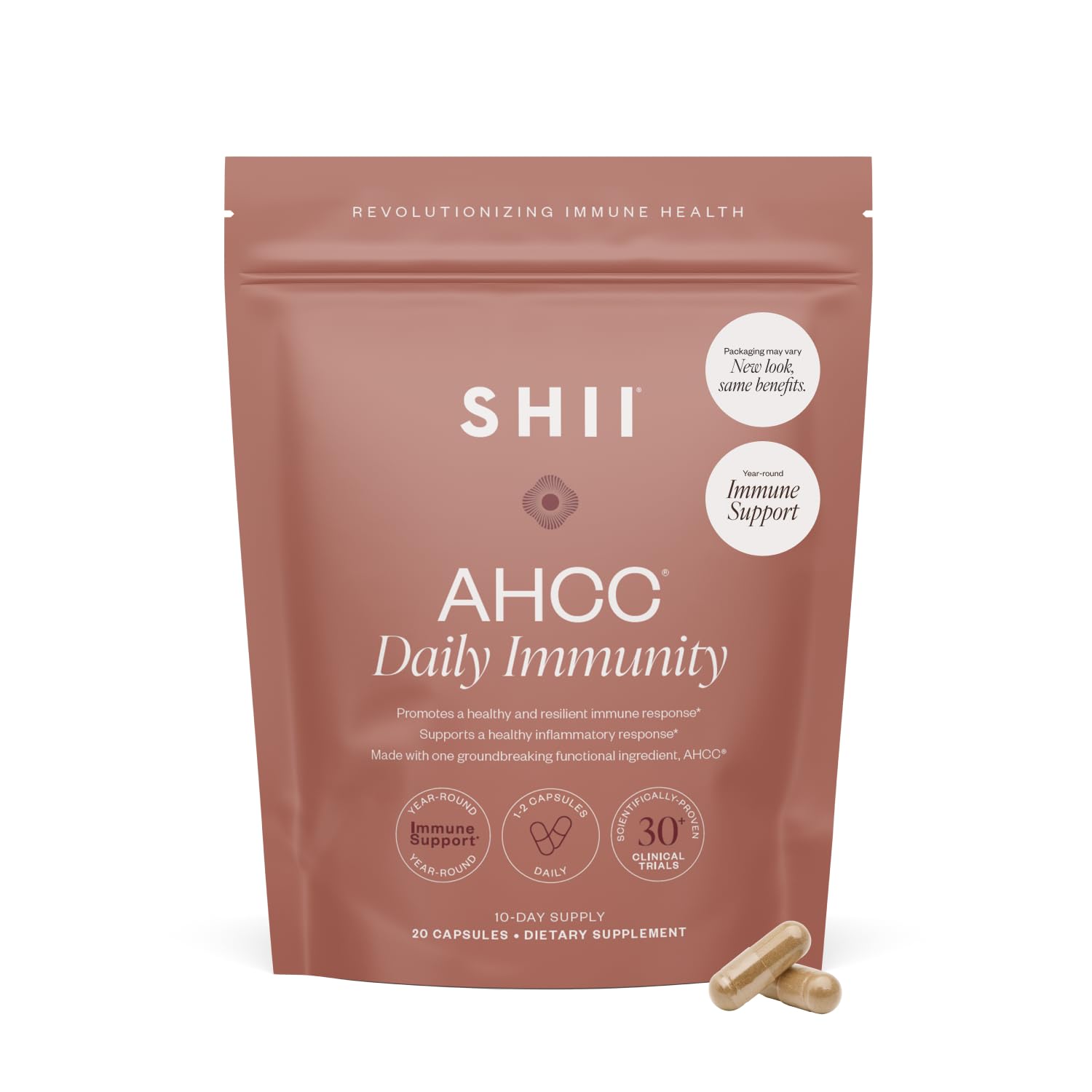 Hero shot of SHII AHCC Daily Immunity bottle