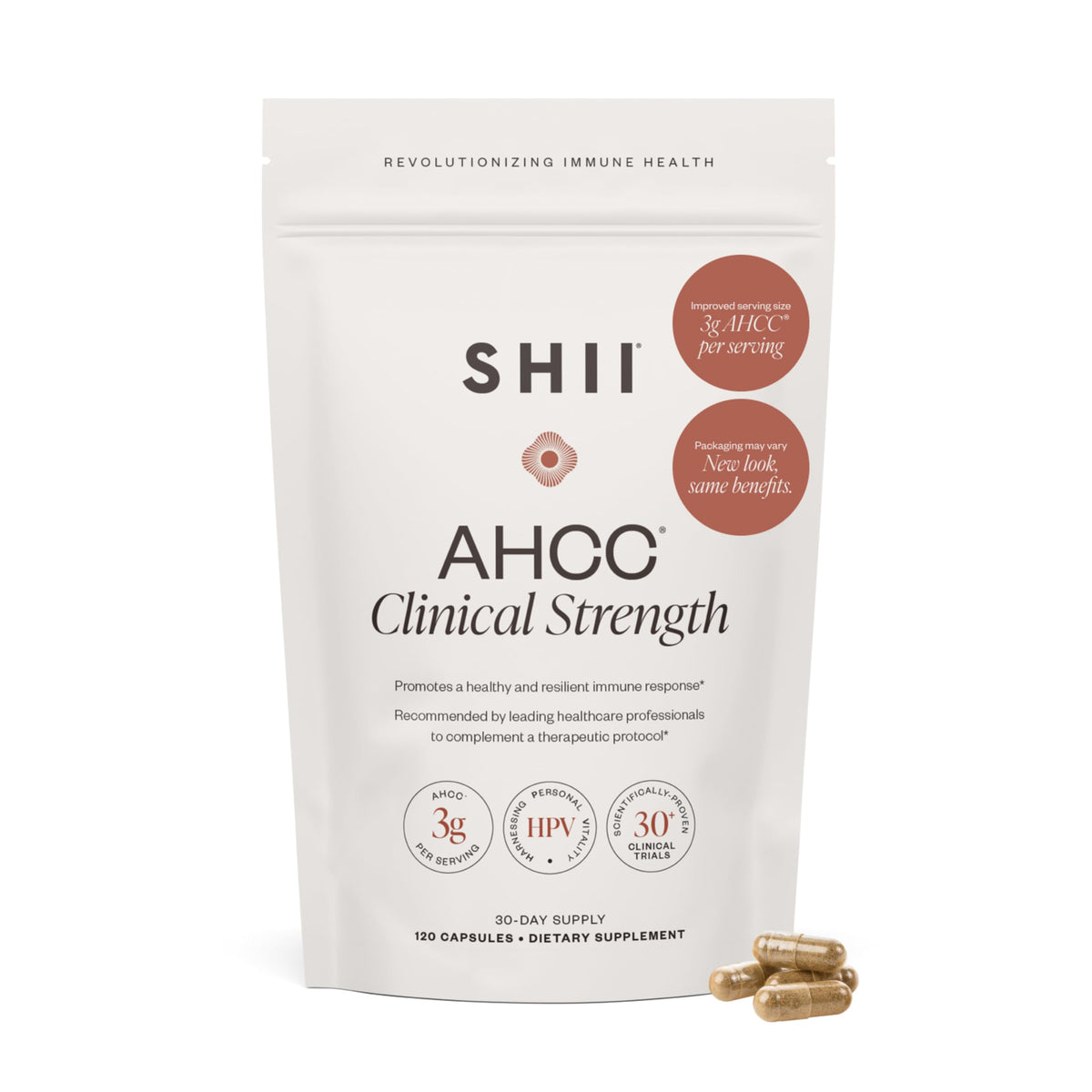 Front view of SHII AHCC immune support product