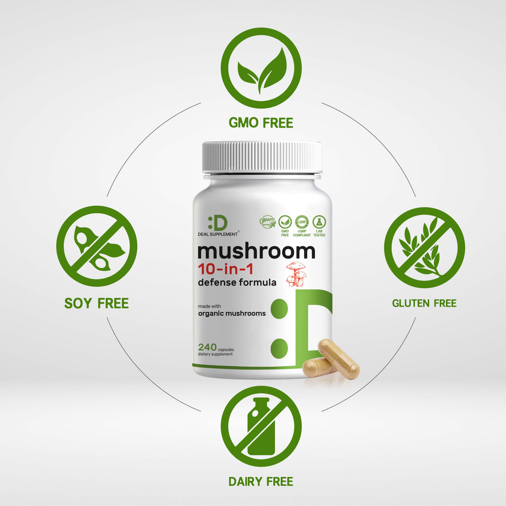 Extracted mushrooms including Shiitake, Wood Ear, Oyster, Maitake and Mesima
