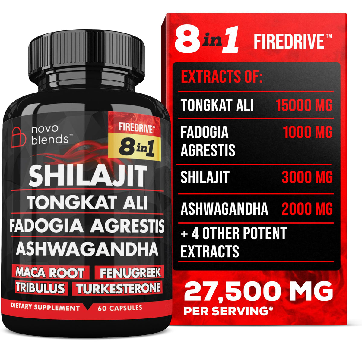 Shilajit 3000mg and Tongkat Ali 15000mg front view
