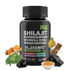Bottle of Shilajit Ashwagandha Capsules, 60 count