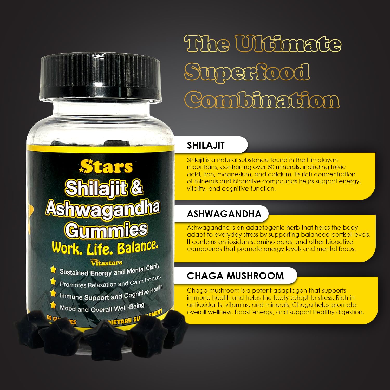 Bottle of Shilajit Ashwagandha Gummies