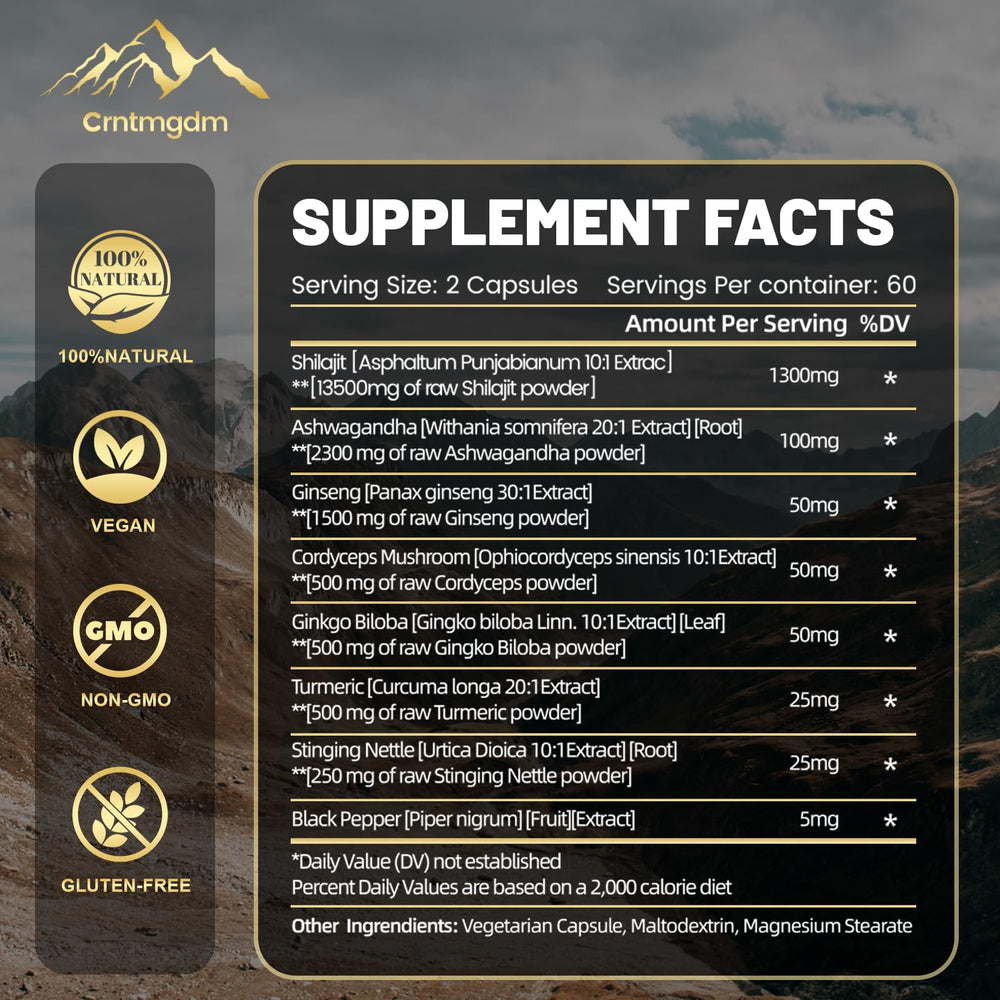 1300mg Shilajit per serving with Ashwagandha