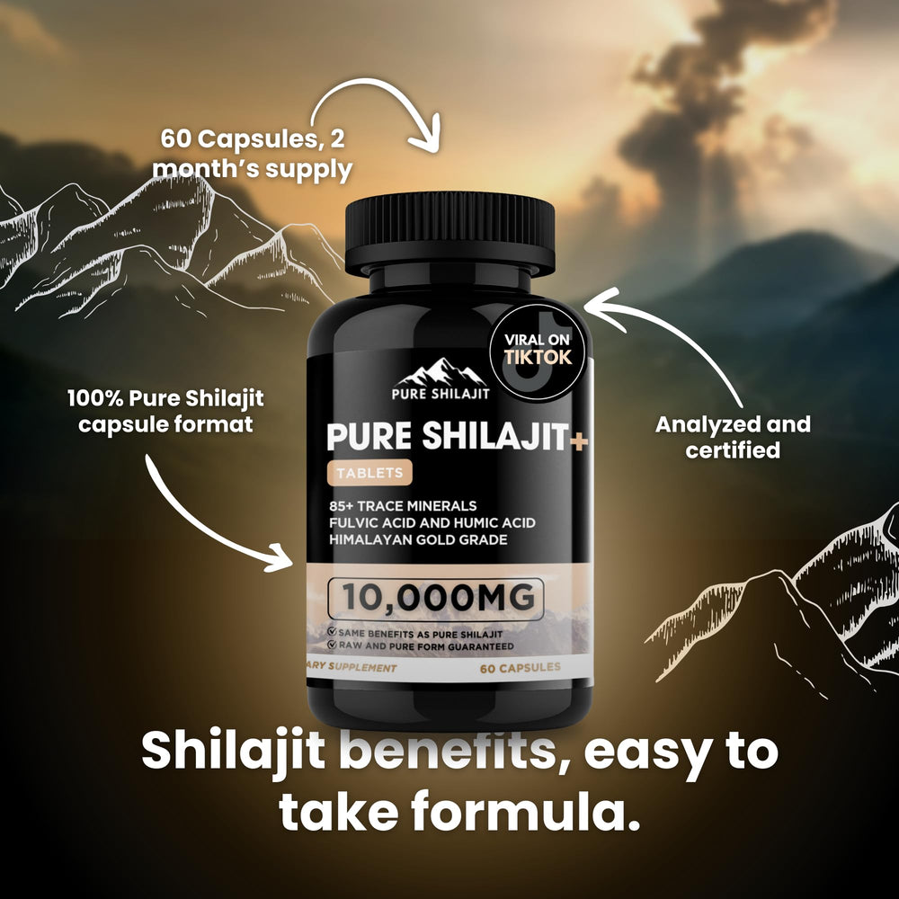 Graphic illustrating energy and endurance benefits of Shilajit