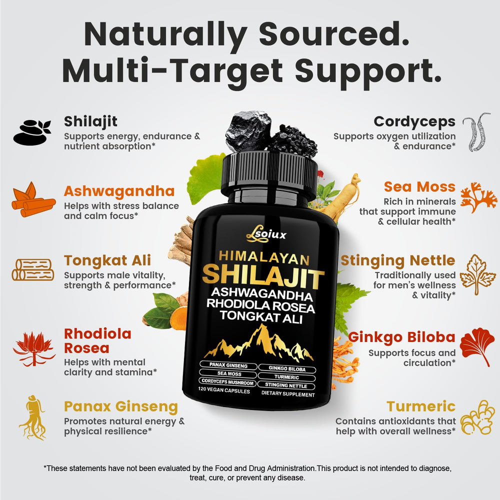 Natural Shilajit and herbal blend ingredients