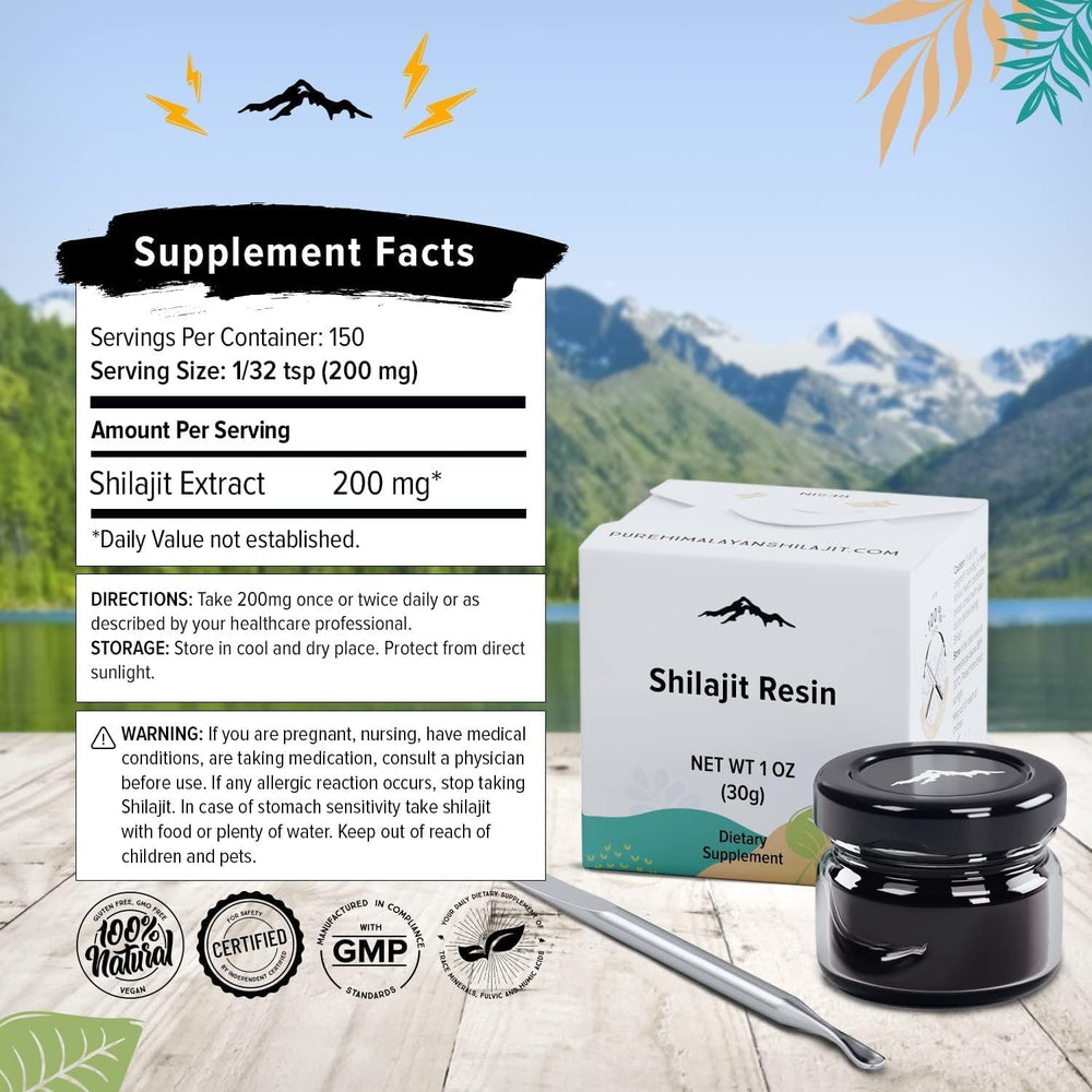 Shilajit resin being added to a drink