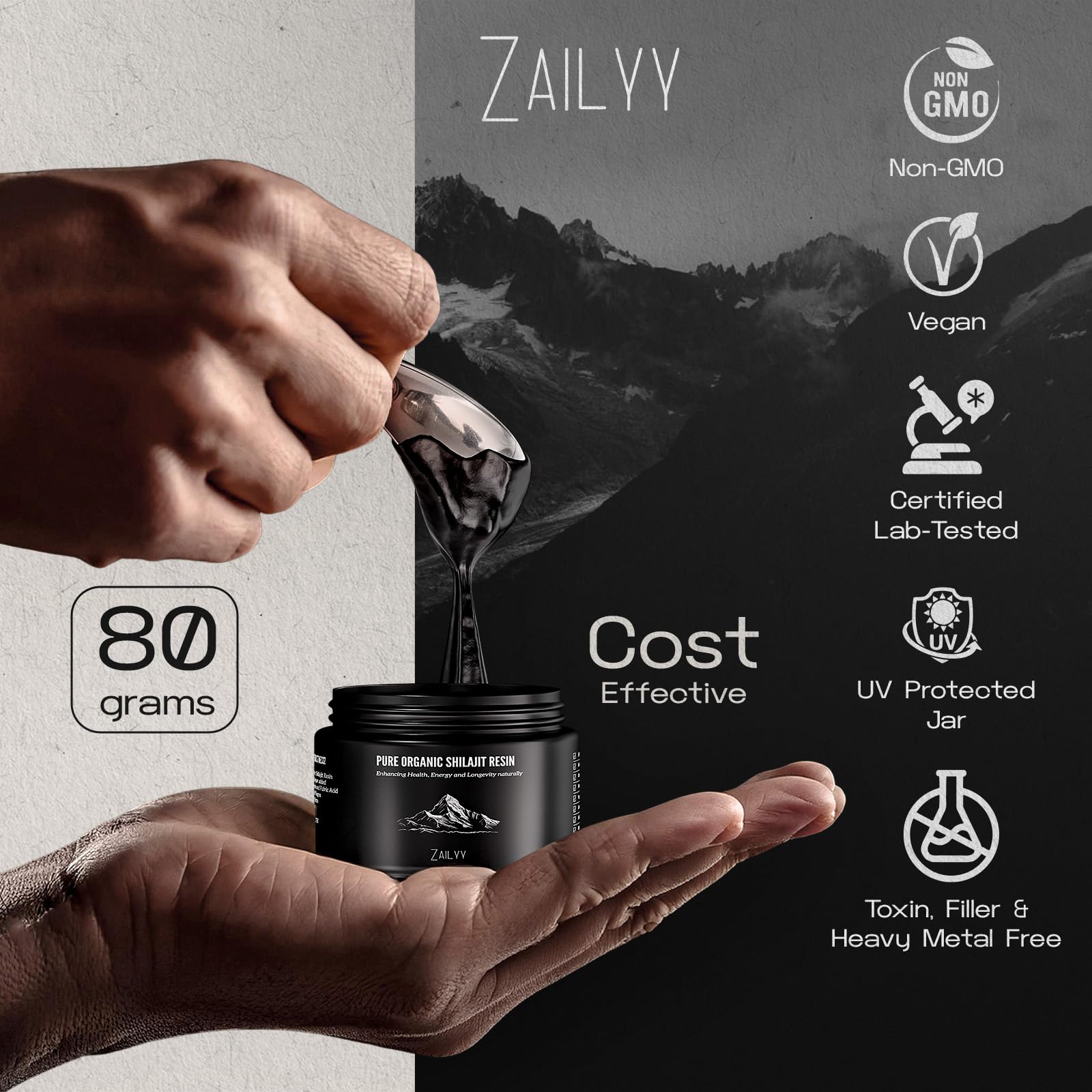 Concept image showing energy and vitality boost from Shilajit