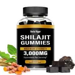 Front view of Shilajit Gummies 3000mg bottle