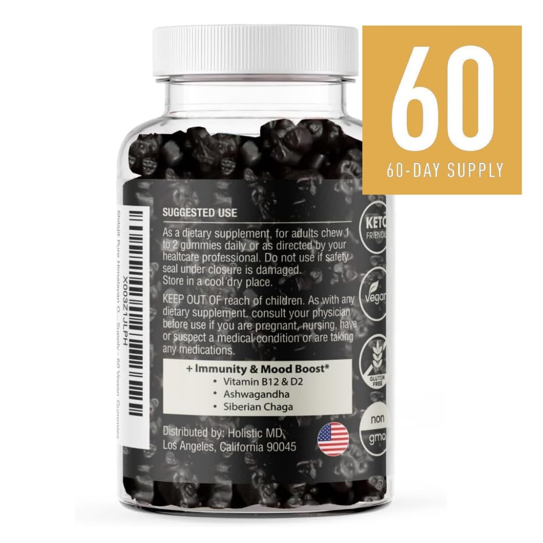 Black cherry flavored vegan, non-GMO, keto-friendly gummies