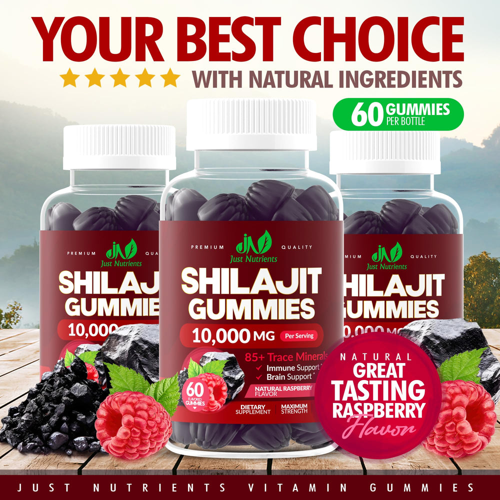 Natural Raspberry flavor Shilajit Gummies close up