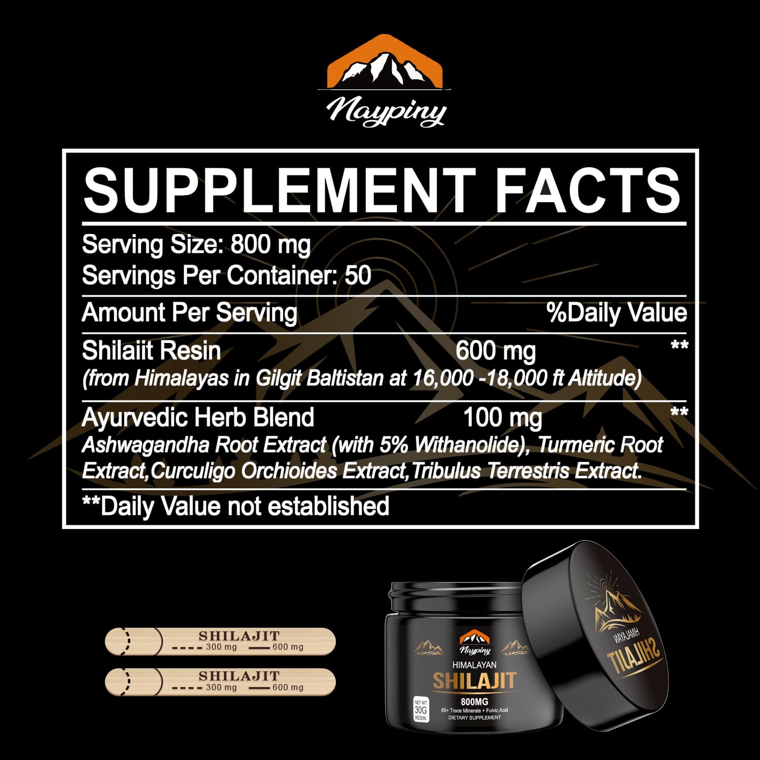 Shilajit resin packaging label showing gold-grade quality