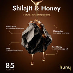 Close-up of Himalayan Shilajit resin with honey