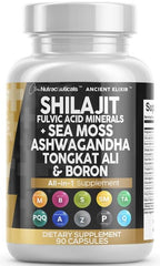Hero image showing Clean Nutraceuticals Shilajit Sea Moss Tongkat Ali Ashwagandha capsules, 90 count