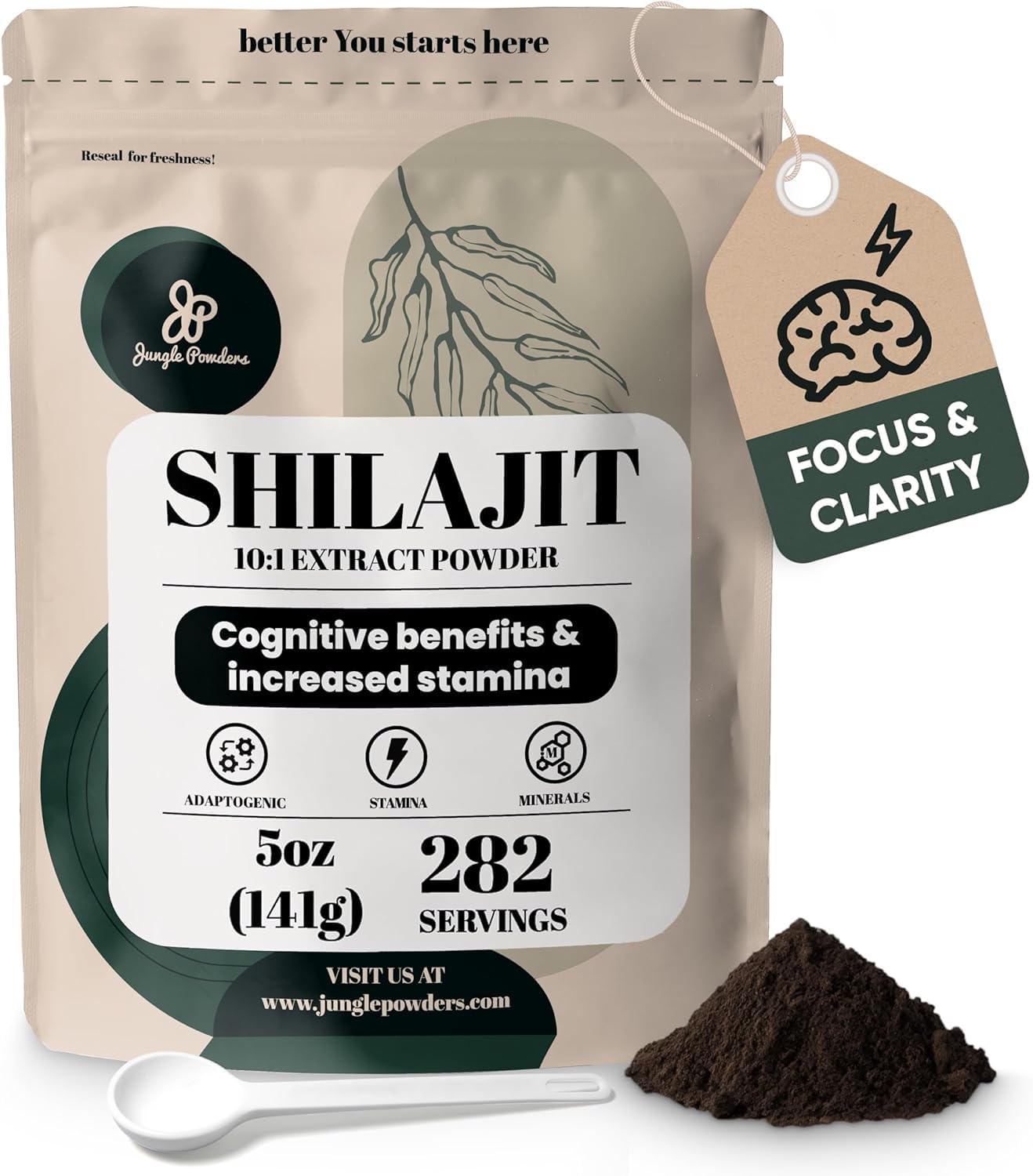 Shilajit powder 10:1 extract in a 5 oz bag with 282 servings