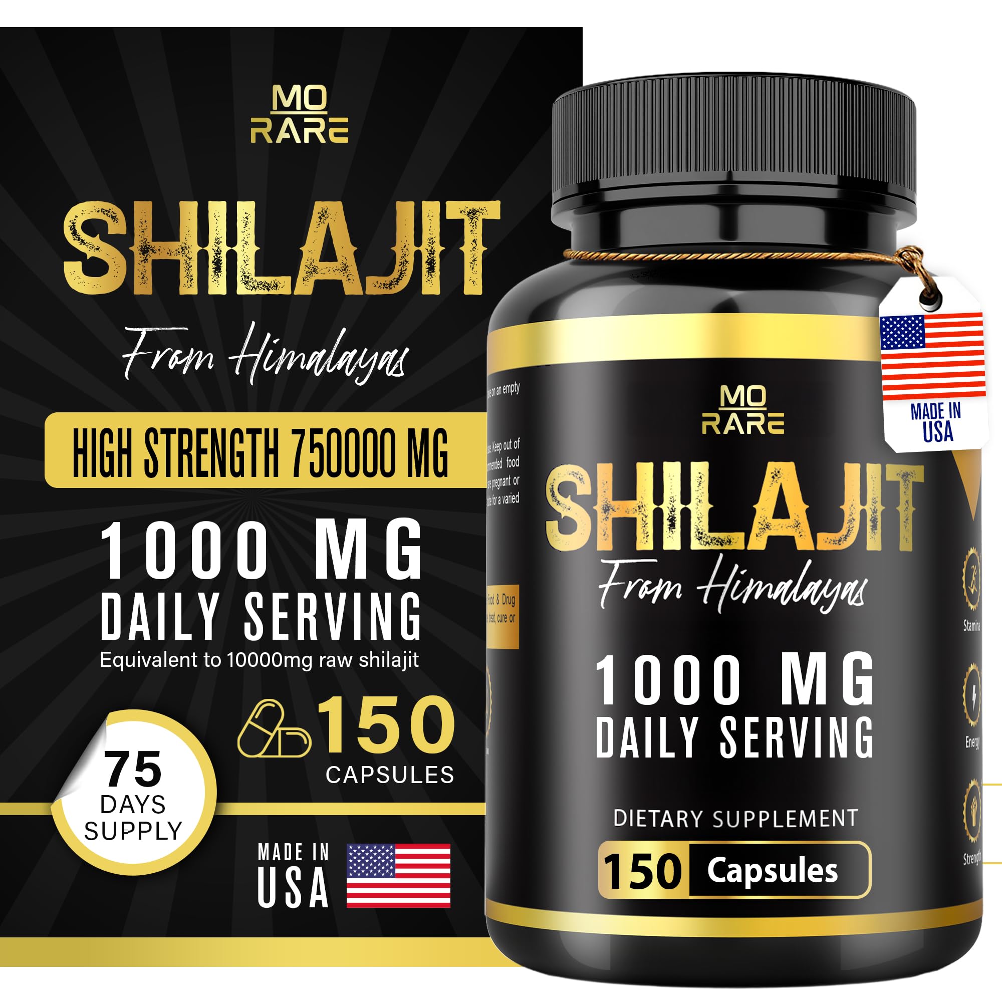 Shilajit premium capsules bottle showing 150 capsules