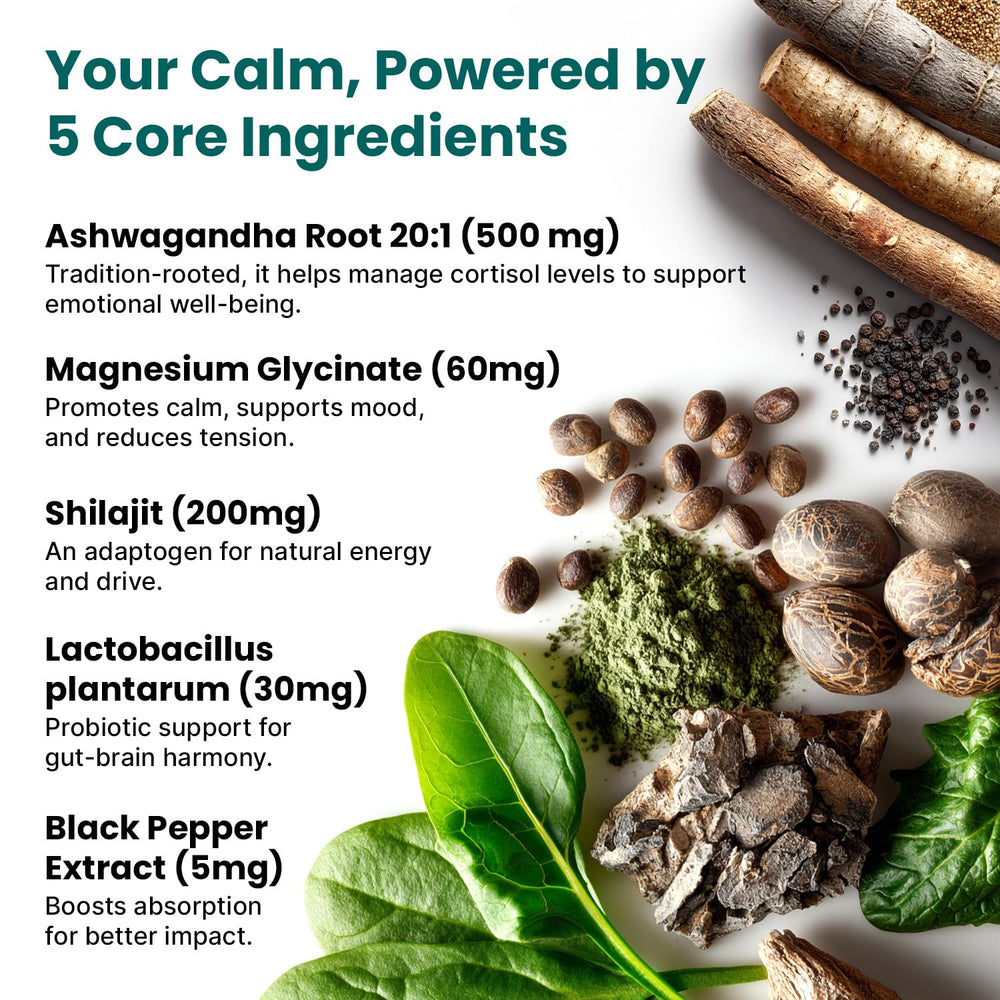 Probiotics and Shilajit in cortisol support blend