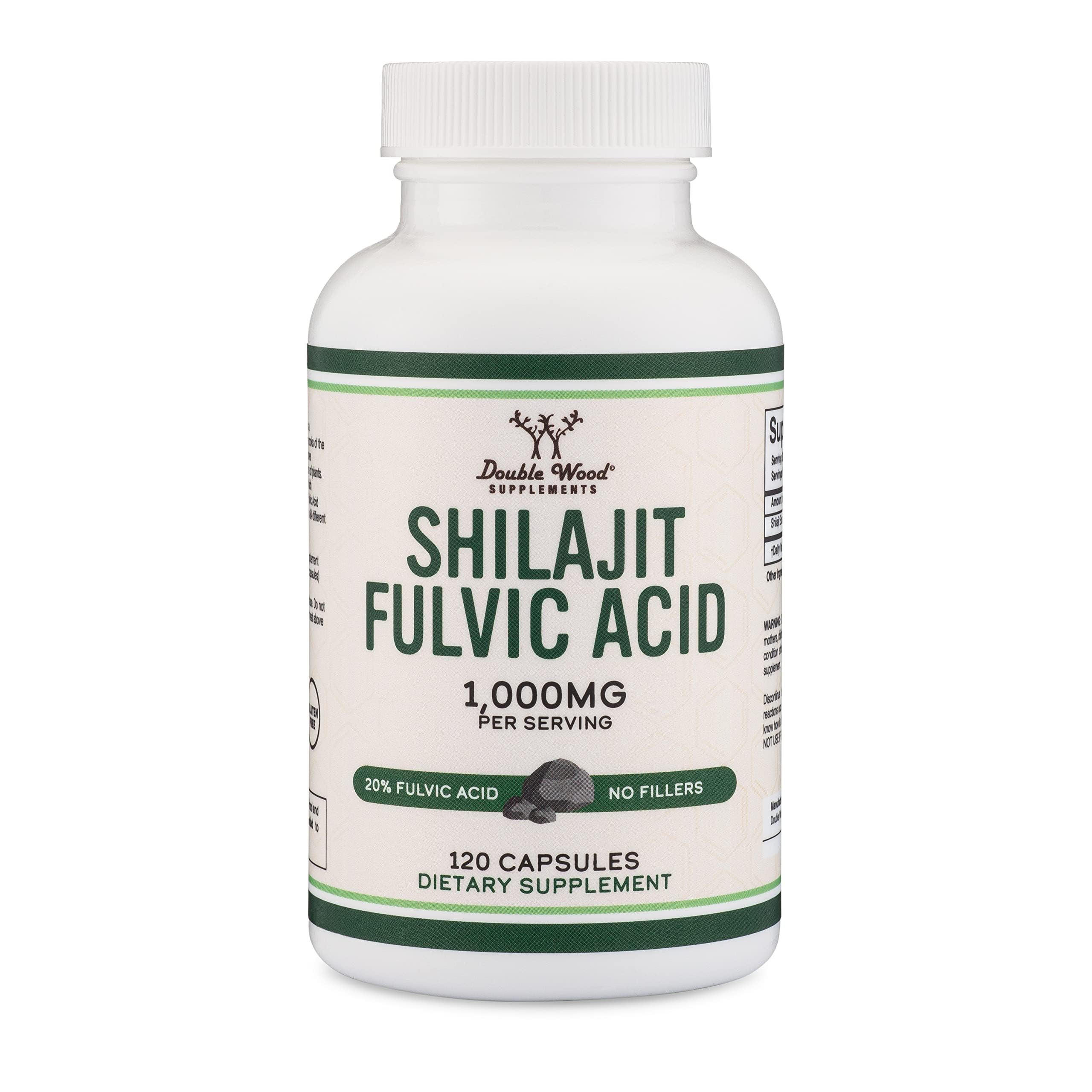Label detail showing serving size of 1,000 mg Shilajit per serving