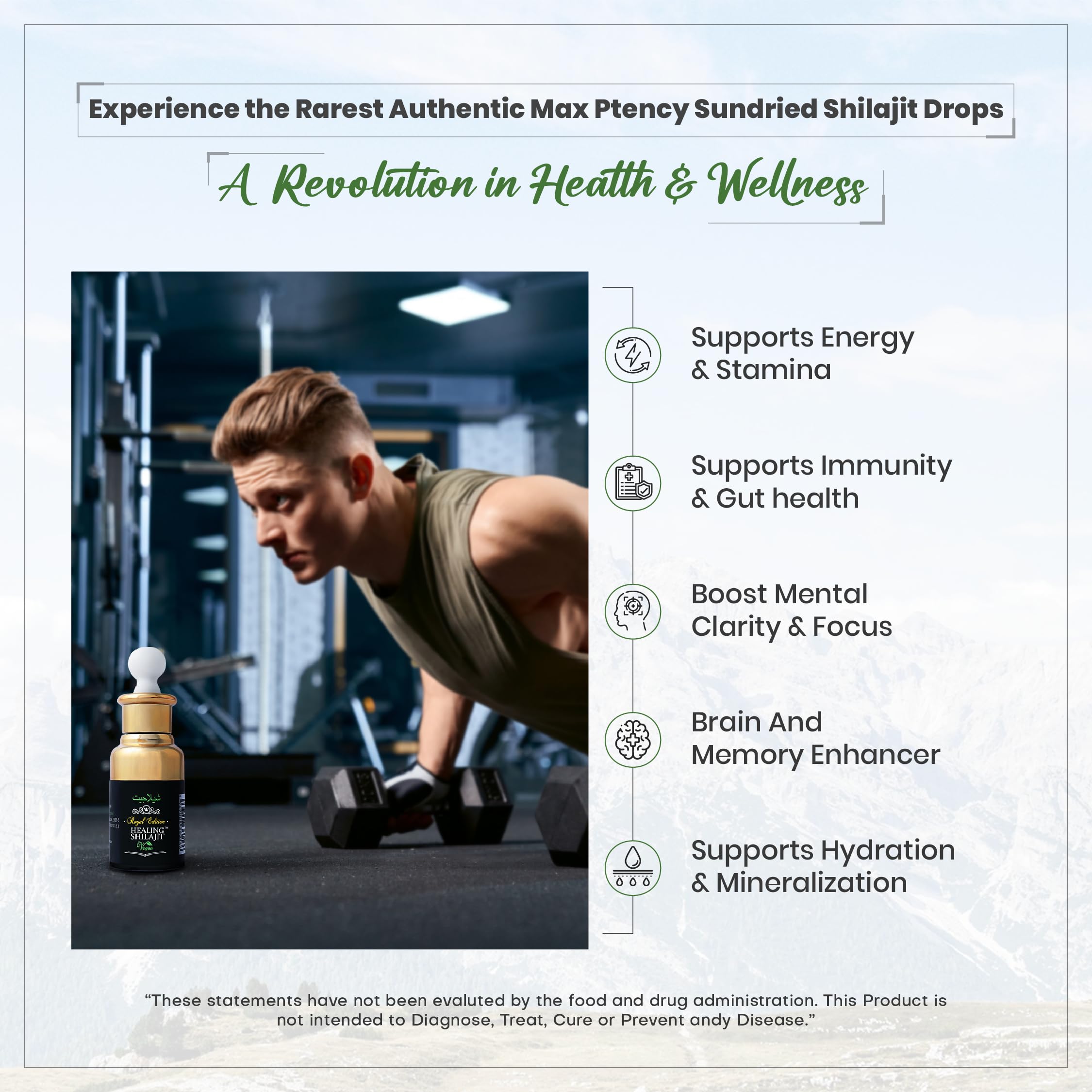 Shilajit Pure Himalayan Drops bottle with dropper