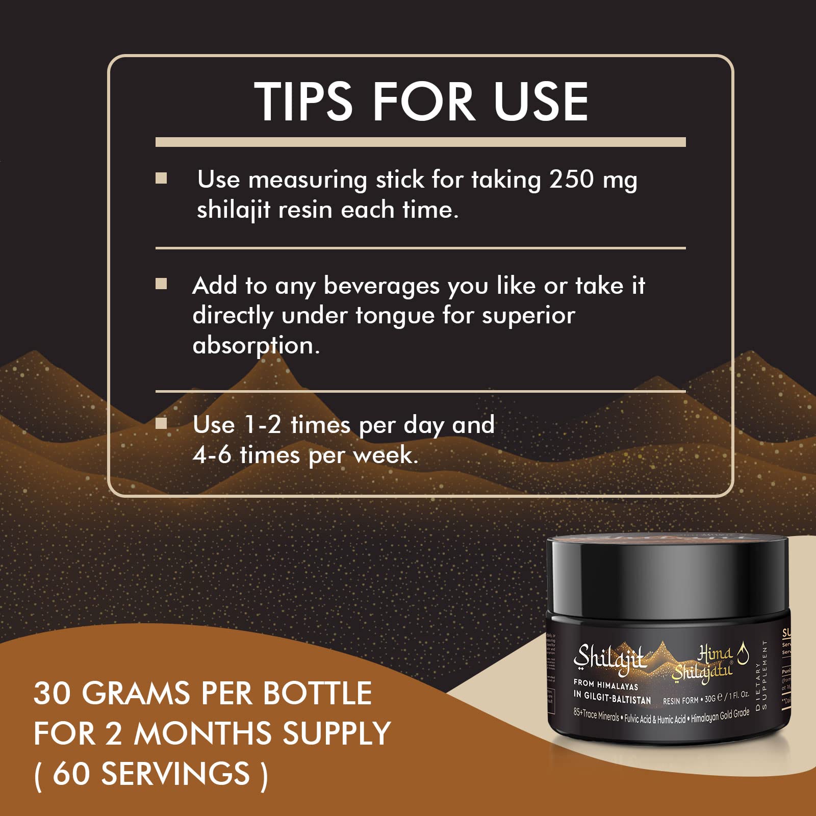 Two months supply packaging with measuring spoons