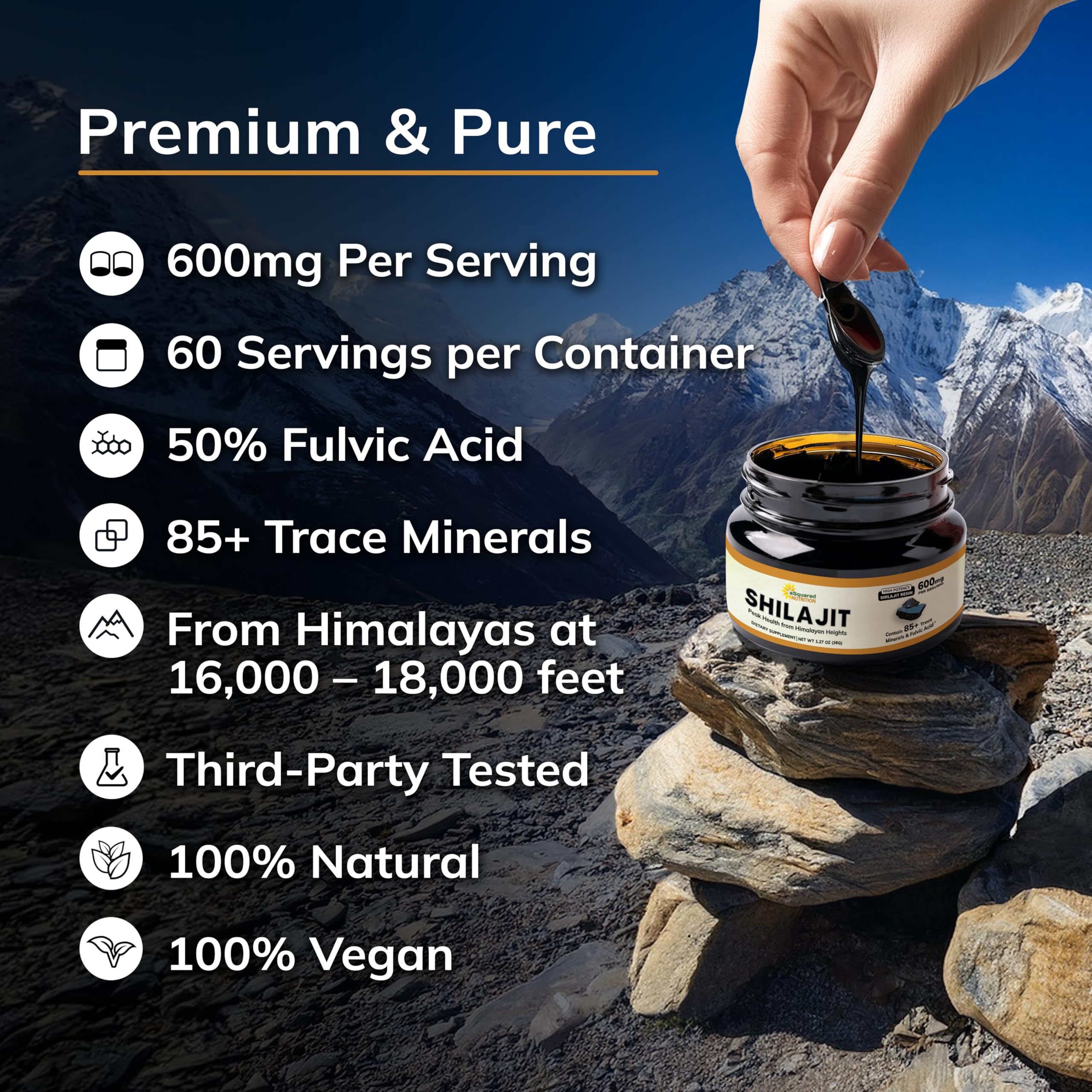 Container with 60 servings of Shilajit resin