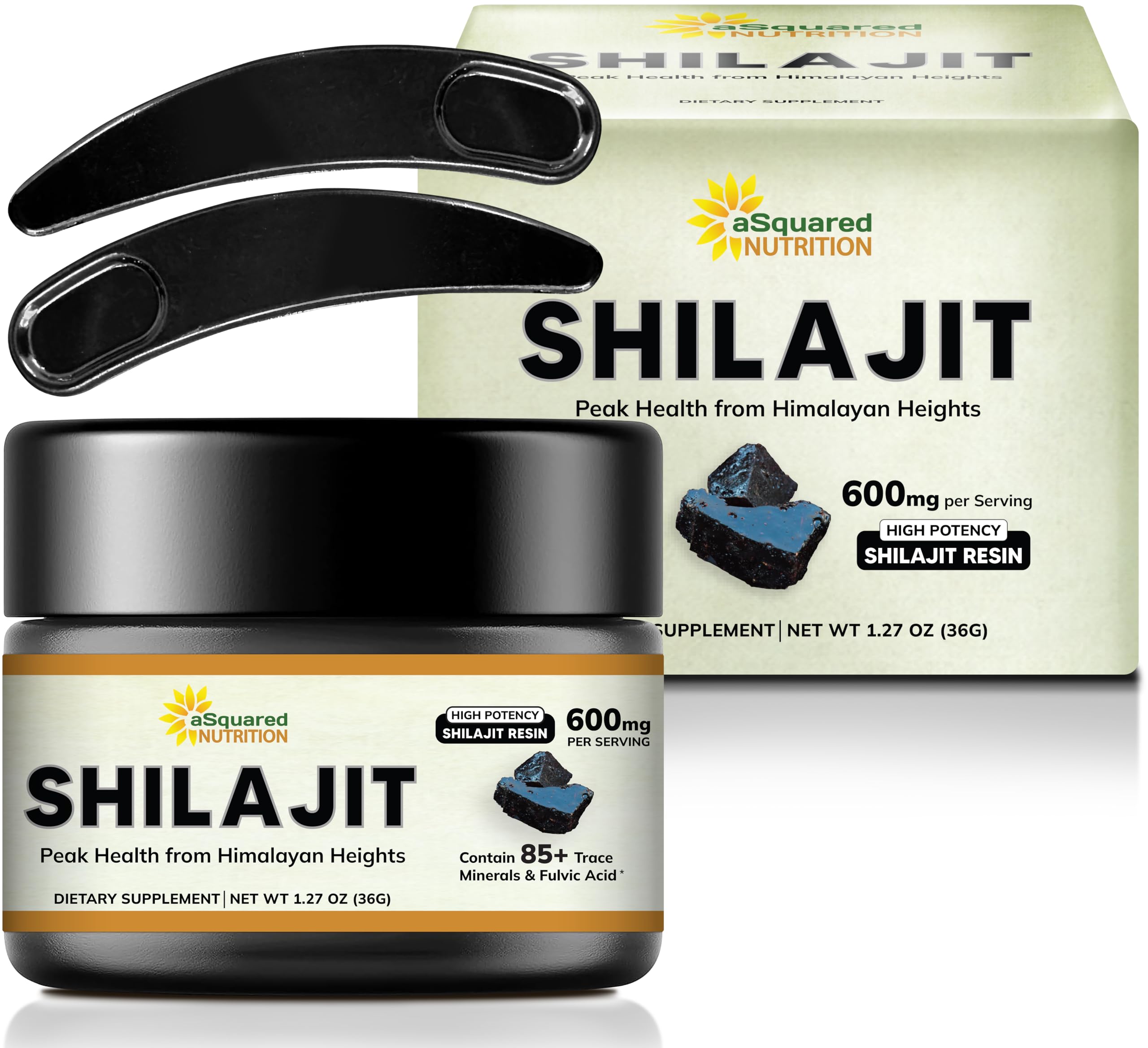 Shilajit resin showing 85+ minerals and Fulvic Acid