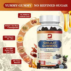 Packaging of Shilajit Resin Gummies showing label and ingredients