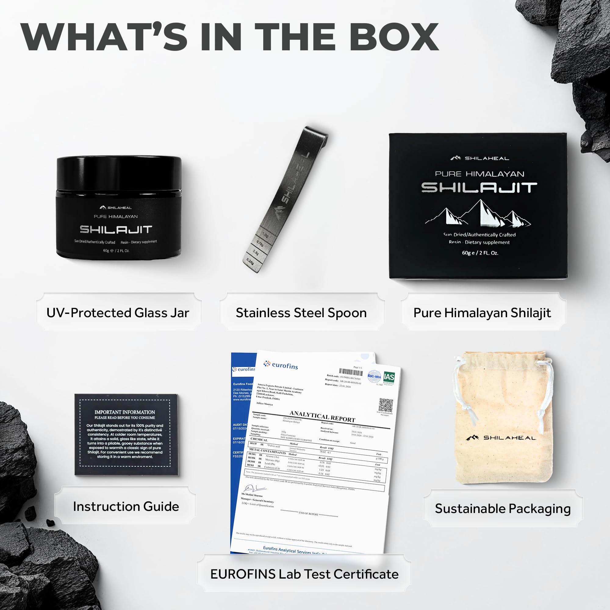 Stainless steel spoon included with Shilajit resin