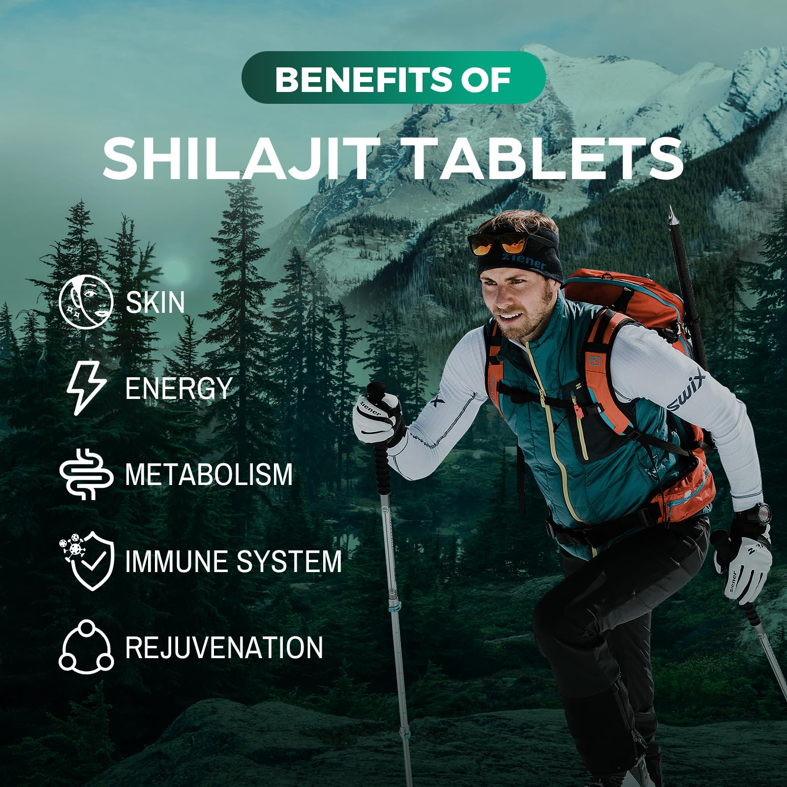 Shilajit tablets energy and vitality imagery