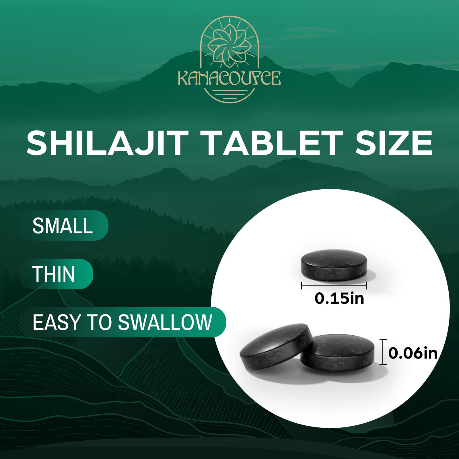 Graphic showing 85+ trace minerals in Shilajit tablets