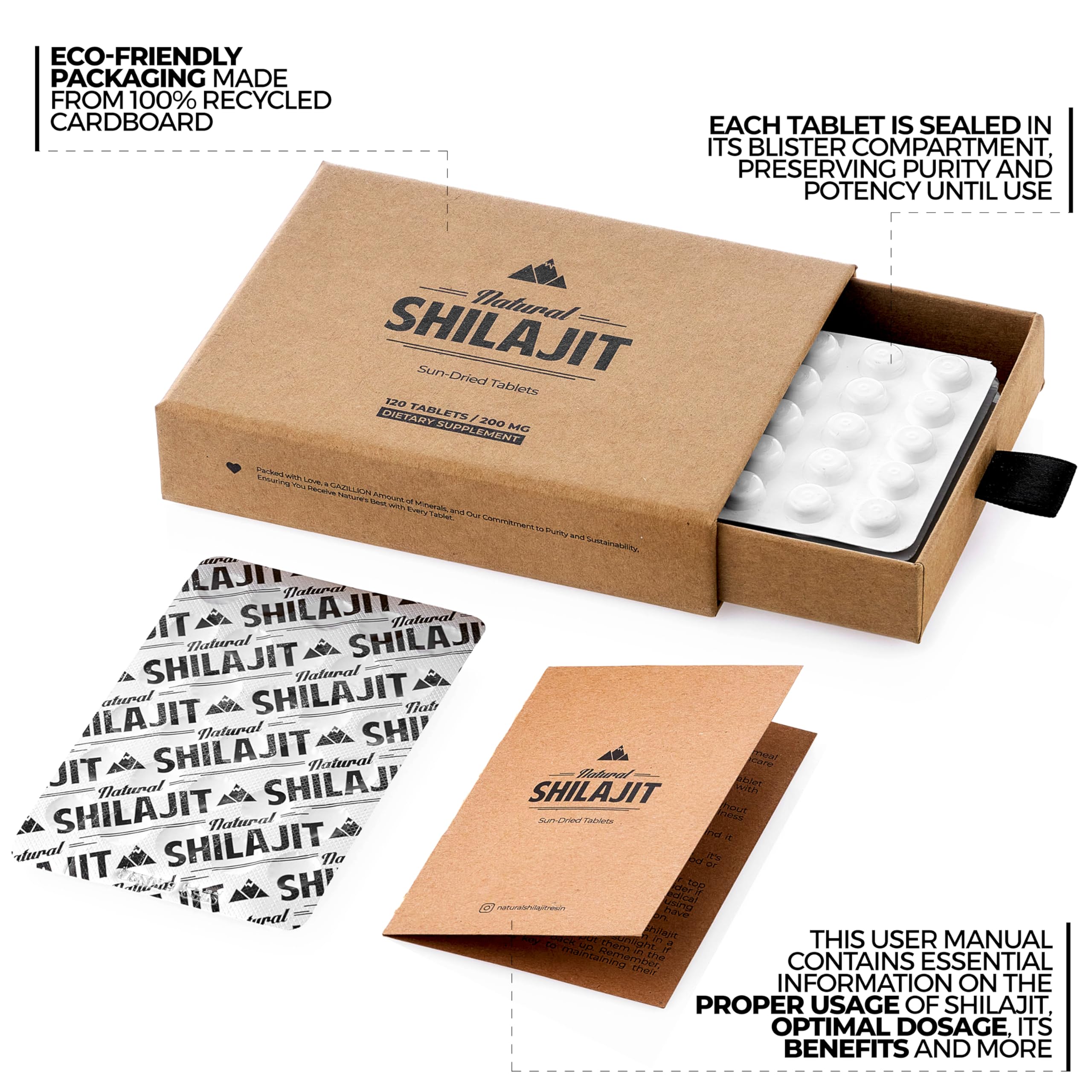 Shilajit tablets designed to boost energy and vitality