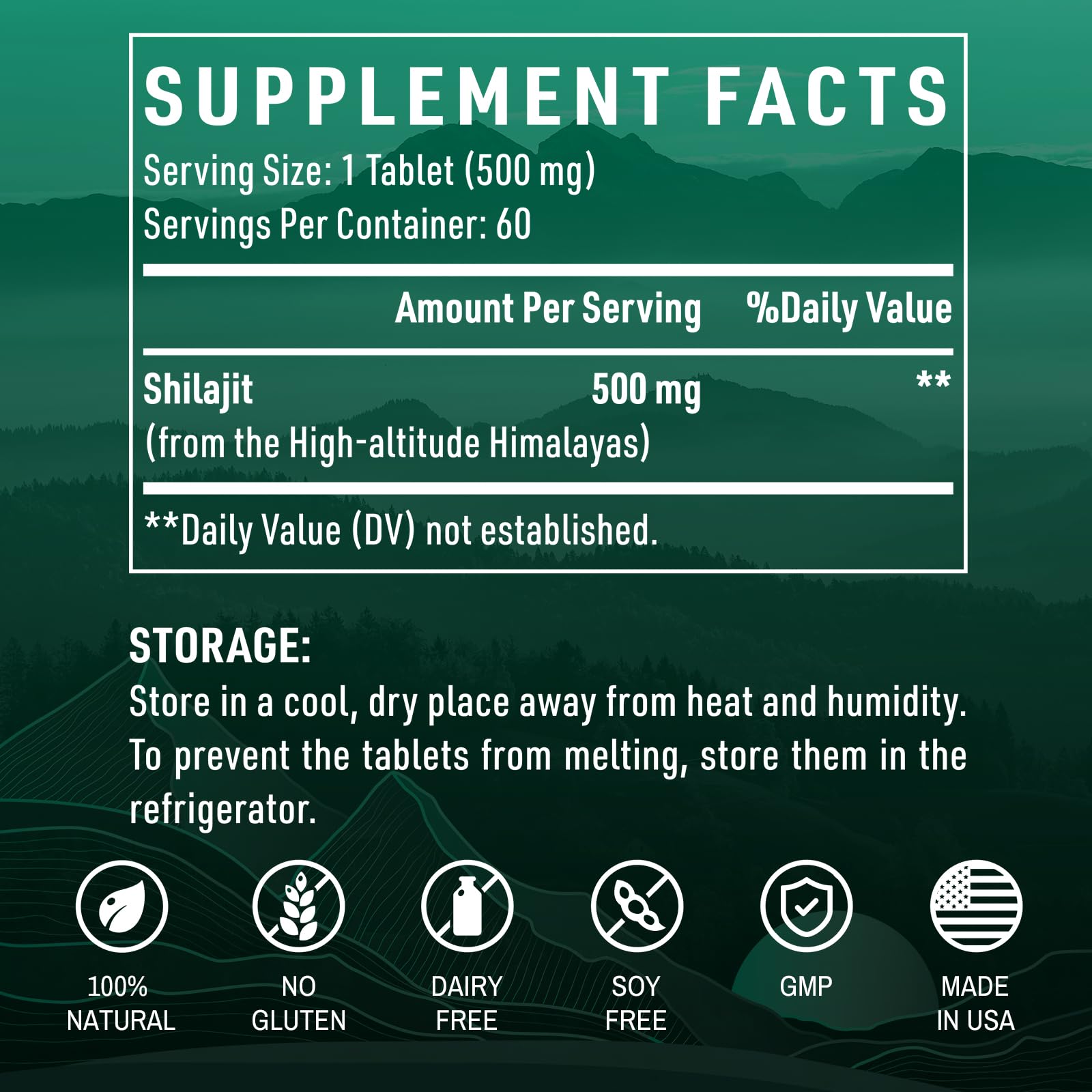 Shilajit tablets packaging highlighting fulvic acid content