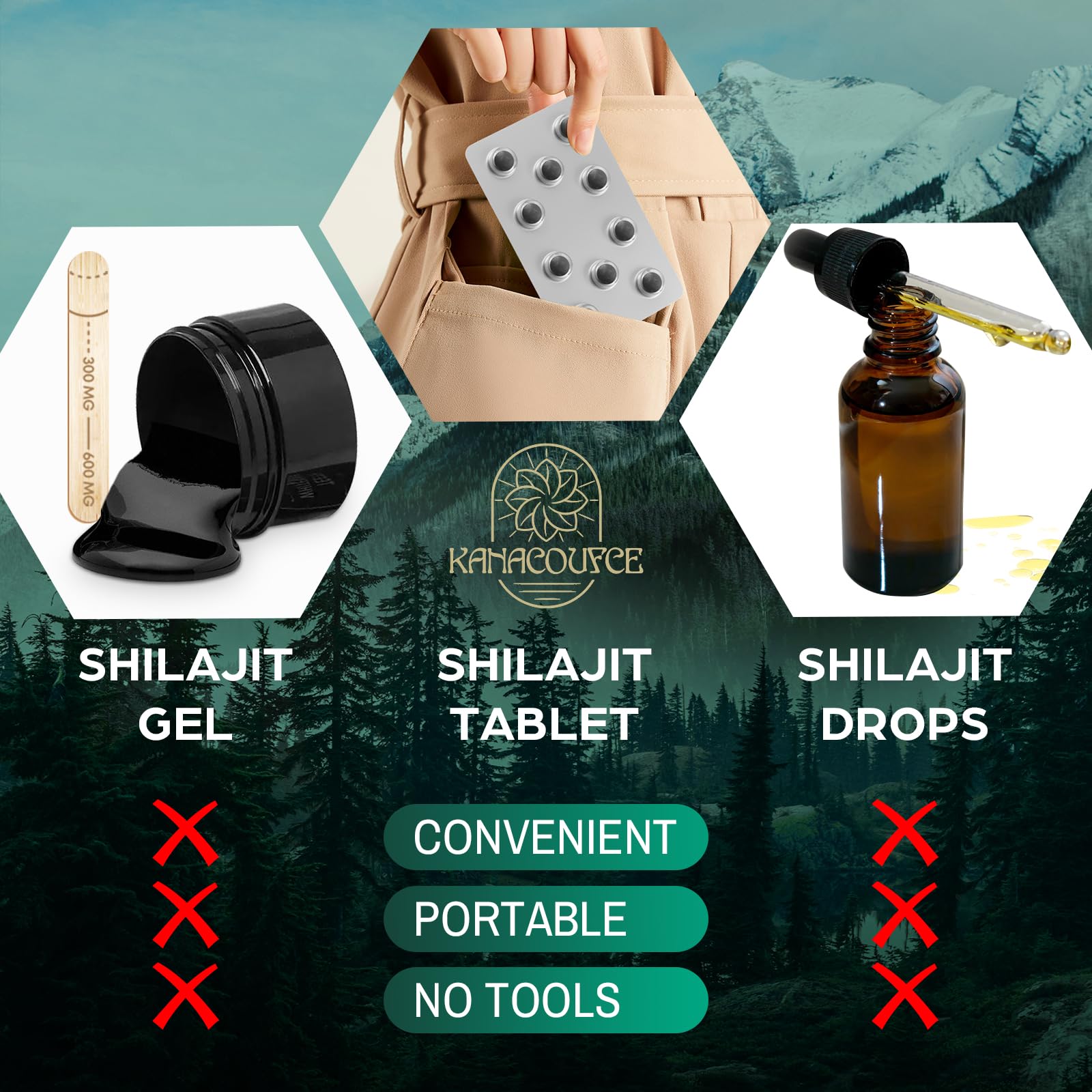 Lab-tested seal on Shilajit tablets packaging