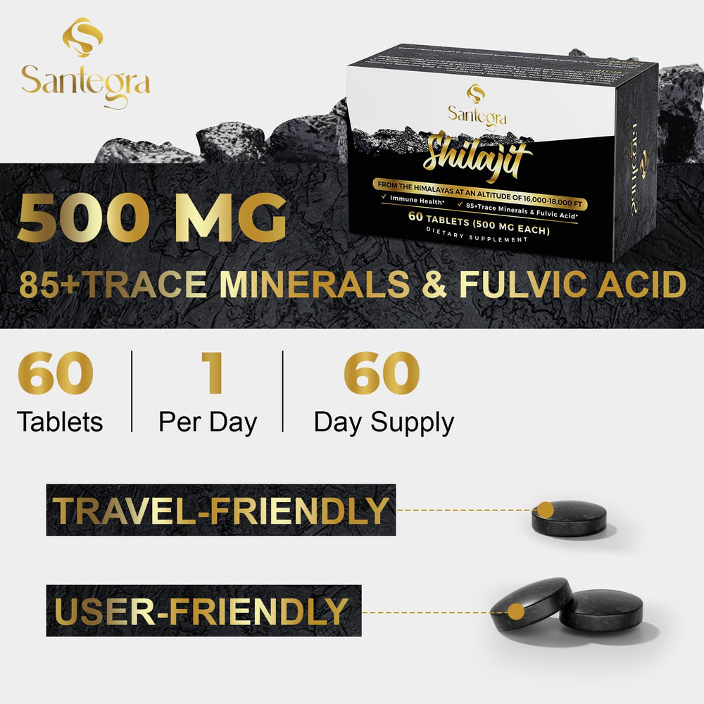 Shilajit tablets packaging shown for on-the-go use