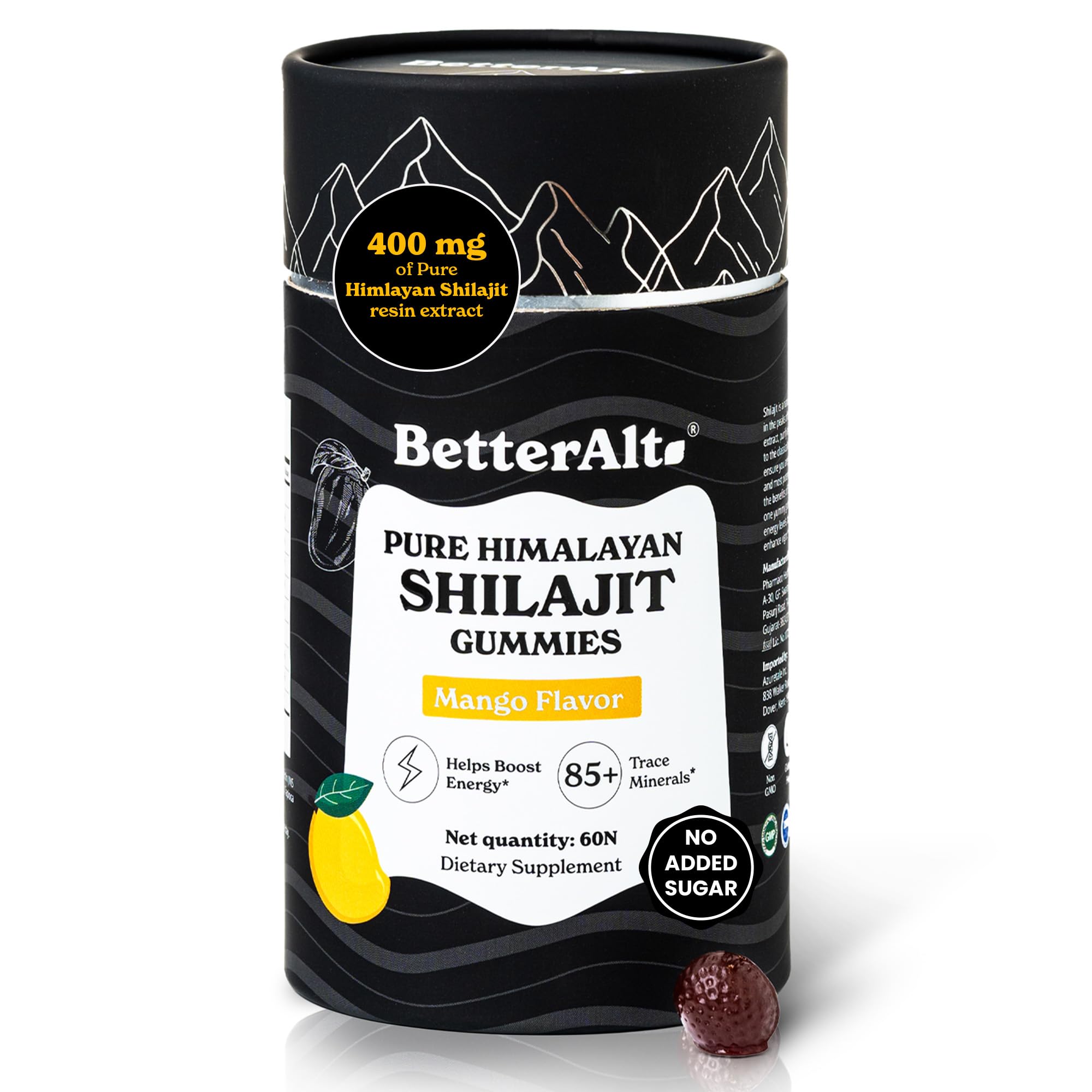 Front view of Himalayan Shilajit Mango Gummies bottle
