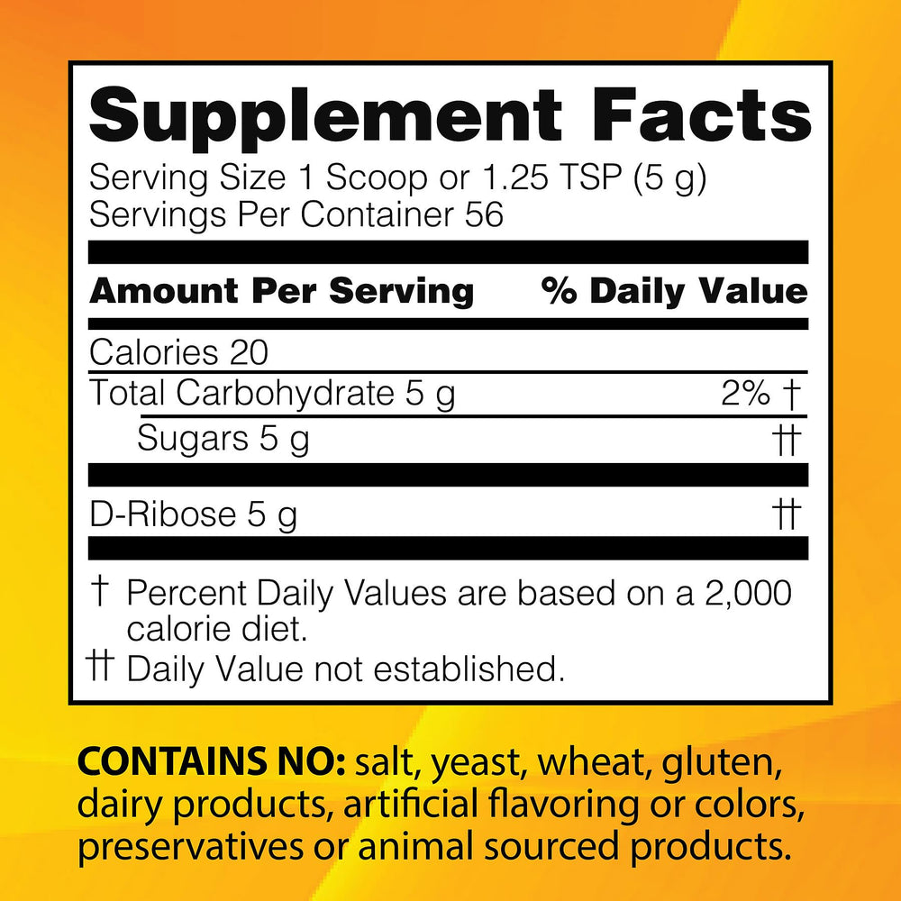 Close-up of S.H.I.N.E.® D-Ribose packaging label