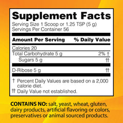 Close-up of S.H.I.N.E.® D-Ribose packaging label