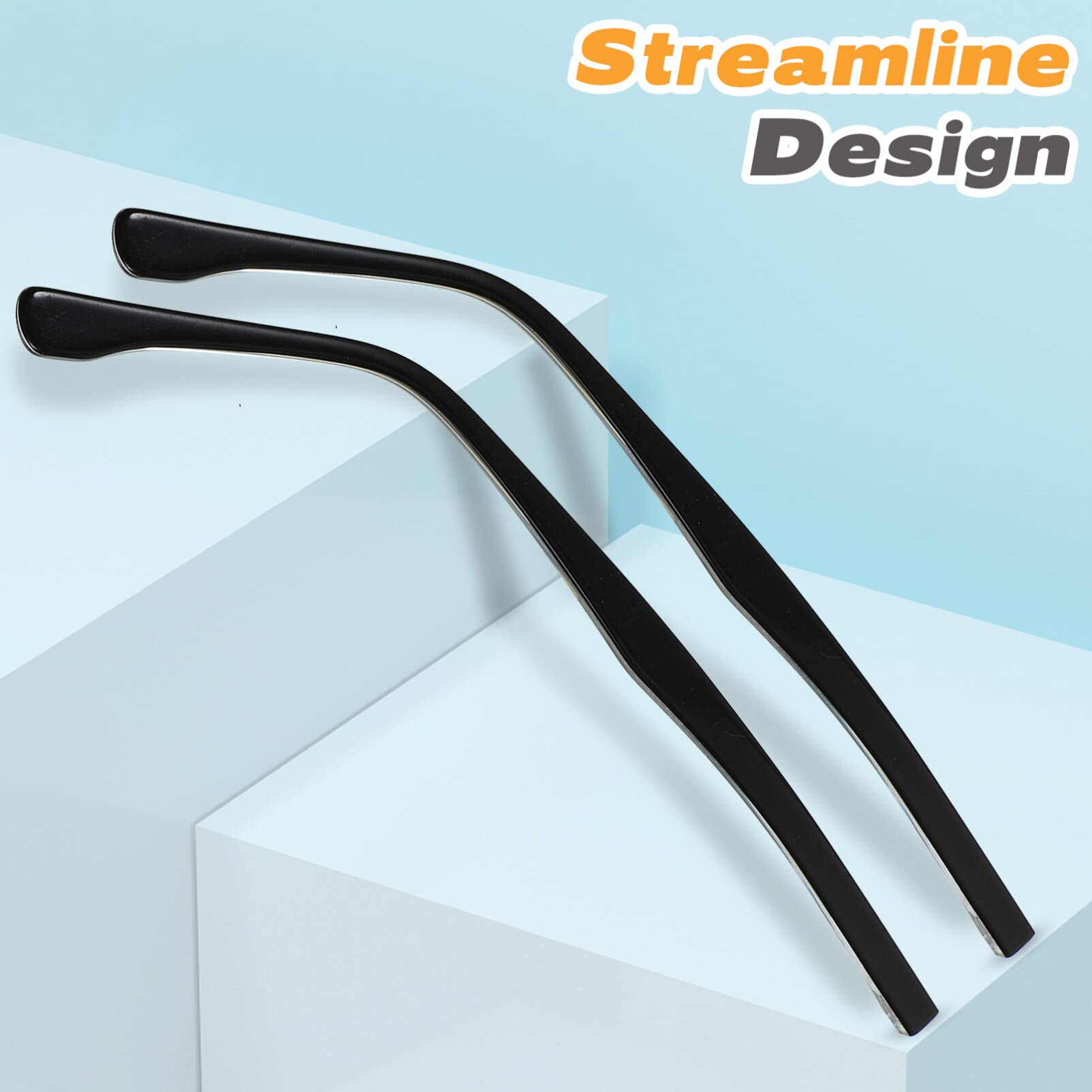 Lightweight black metal replacement arms for glasses