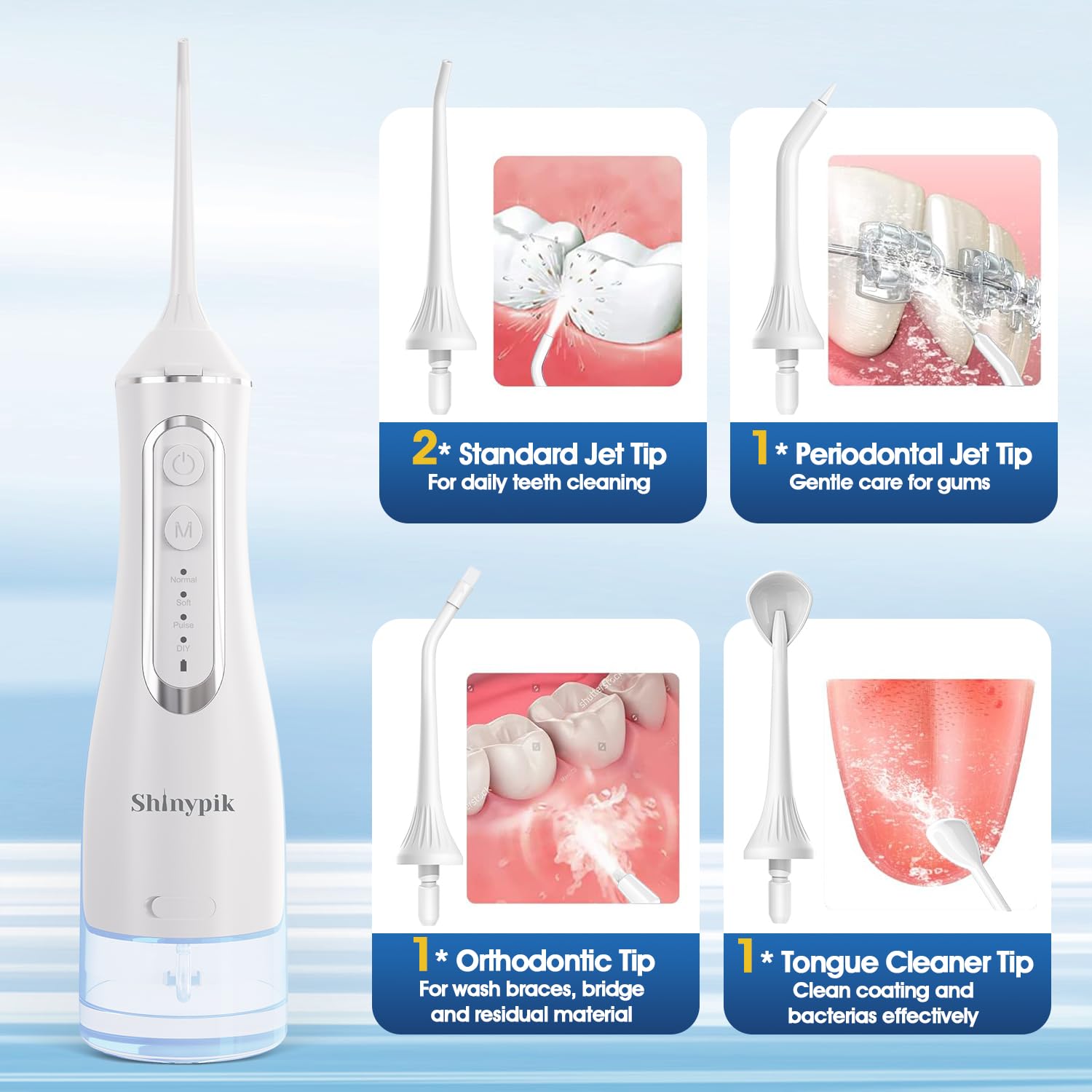 Shinypik Water Flosser with 320ml tank displayed