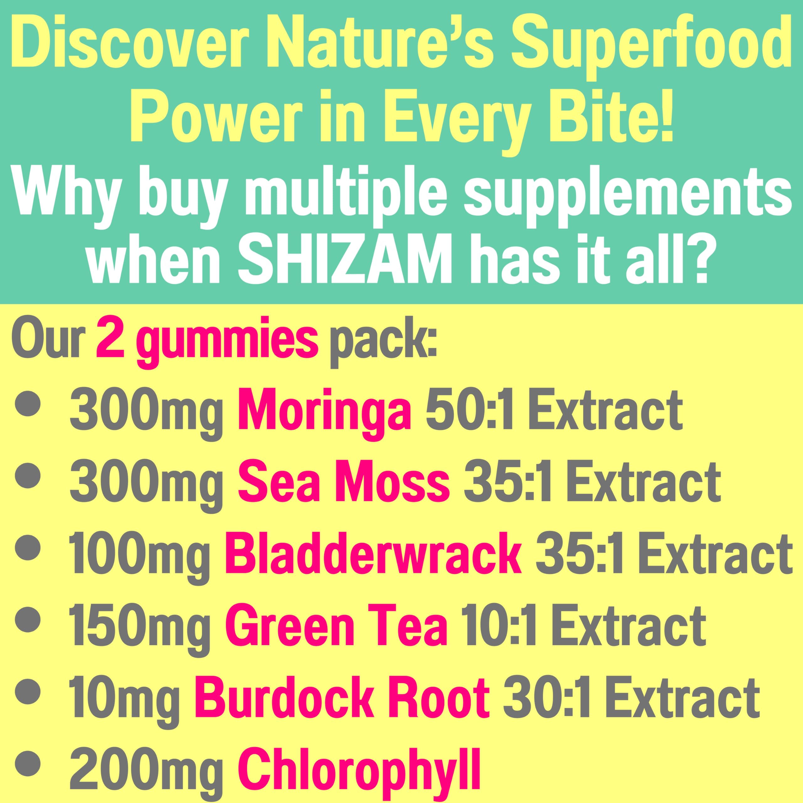 Close-up of vibrant green SHIZAM Super Green Gummies